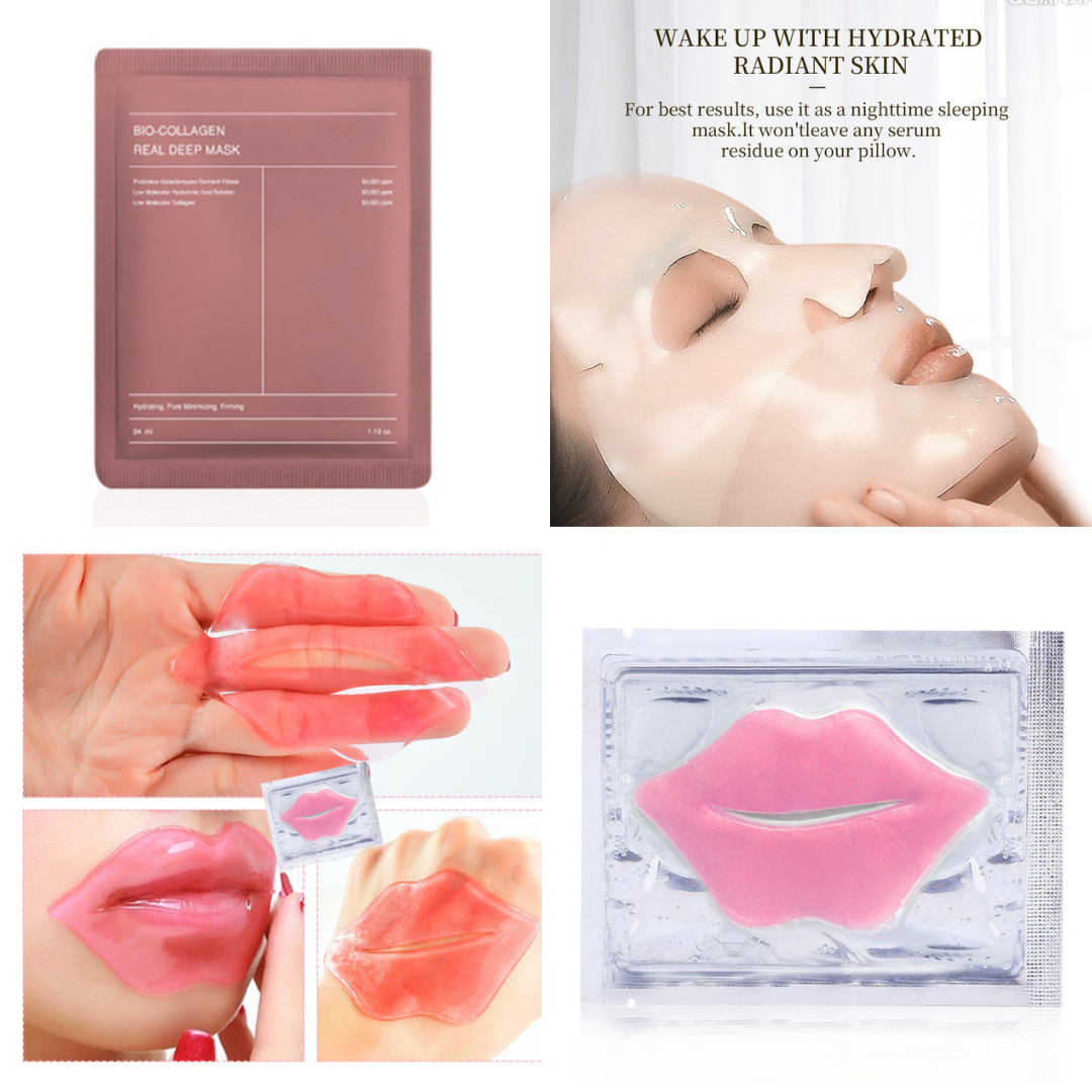 Korean Bio Collagen Face and Lip Masks - Bundle